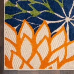 Kirkland's Home Outdoor Rugs-Orange Bright Floral Burst Outdoor Area Rug, 7X10