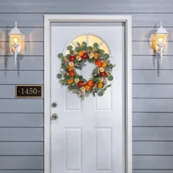 Kirkland's Home Wreaths-Orange Mixed Spring Floral Wreath