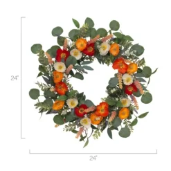 Kirkland's Home Wreaths-Orange Mixed Spring Floral Wreath