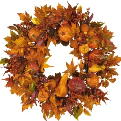 Kirkland's Home Wreaths-Orange Pumpkin Gourd And Berry Wreath
