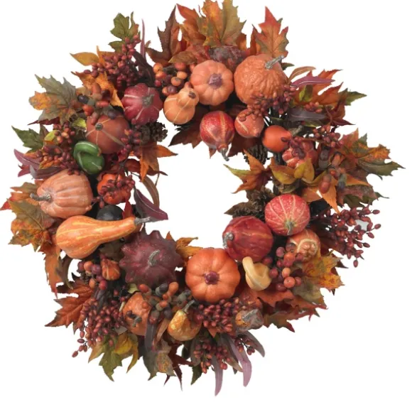 Kirkland's Home Wreaths-Orange Pumpkin Gourd And Berry Wreath