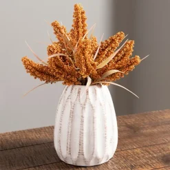 Kirkland's Home Arrangements & Greenery-Orange Wheat Arrangement In White Vase