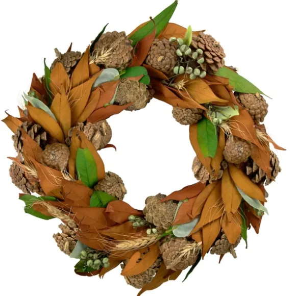 Kirkland's Home Wreaths-Orange Wheat Berry Fall Foliage Wreath