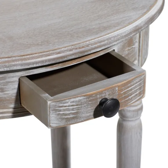 Kirkland's Home Accent & End Tables-Oval Washed Pine Wood Side Table