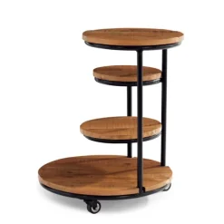 Kirkland's Home Accent & End Tables-Overlapping Acacia Wood Side Table