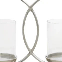 Kirkland's Home Candle Holders-Overlapping Halo Hurricane Candle Runner