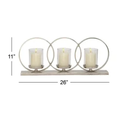 Kirkland's Home Candle Holders-Overlapping Halo Hurricane Candle Runner