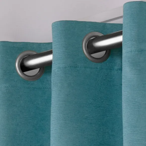Kirkland's Home Curtains & Drapes-Oxford Teal Thermal Curtain Panel Set, 84 In.