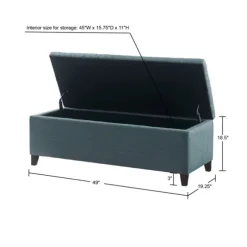 Kirkland's Home Benches & Ottomans-Peacock Button Tufted Storage Bench