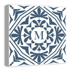 Kirkland's Home Monogram Wall Decor-Personalized Blue Tile Monogram Wall Plaque