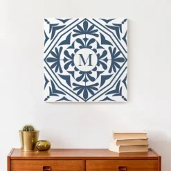 Kirkland's Home Monogram Wall Decor-Personalized Blue Tile Monogram Wall Plaque
