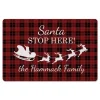 Kirkland's Home Kitchen & Floor Mats-Personalized Plaid Santa Stop Here Kitchen Mat