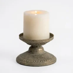 Kirkland's Home Candle Holders-Petina Metal Pillar Candle Holder, 4 In.