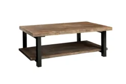 Kirkland's Home Coffee Tables-Pine Wood And Metal Coffee Table