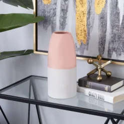 Kirkland's Home Vases-Pink And White Ceramic Vase, 11 In.