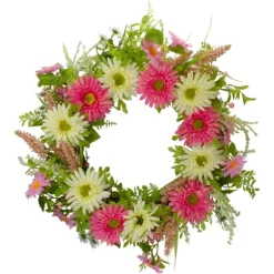 Kirkland's Home Wreaths-Pink And White Chrysanthemum And Berry Wreath