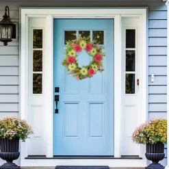Kirkland's Home Wreaths-Pink And White Chrysanthemum And Berry Wreath