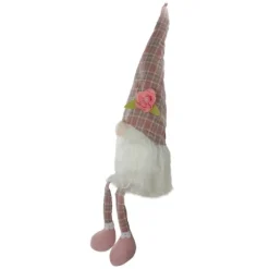 Kirkland's Home Statues & Figurines-Pink And White Plaid Gnome Shelf Sitter