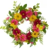Kirkland's Home Wreaths-Pink And Yellow Chrysanthemum And Daisy Wreath