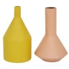 Kirkland's Home Vases-Pink And Yellow Metal Geometric Vases, Set Of 2