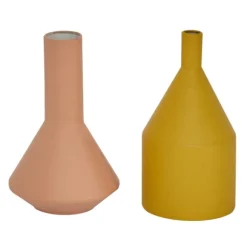 Kirkland's Home Vases-Pink And Yellow Metal Geometric Vases, Set Of 2