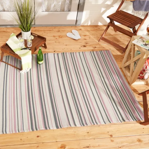 Kirkland's Home Outdoor Rugs-Pink Barcode Stripe Outdoor Area Rug, 4X6
