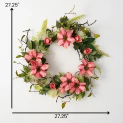 Kirkland's Home Wreaths-Pink Clematis And Greenery Wreath