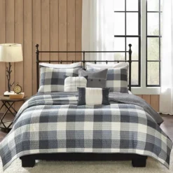 Kirkland's Home Bedspreads & Coverlets-Plaid Reversible 6-Pc. Full/Queen Coverlet Set