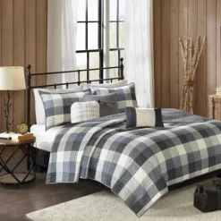 Kirkland's Home Bedspreads & Coverlets-Plaid Reversible 6-Pc. Full/Queen Coverlet Set
