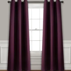 Kirkland's Home Curtains & Drapes-Plum Absolute Blackout Curtain Panel Set, 84 In.