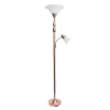 Kirkland's Home Floor Lamps-Polished Rose Gold And White Reading Arm Torchiere