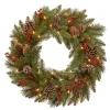 Kirkland's Home Wreaths-Pre-Lit Pine Cone Bristle Berry Christmas Wreath