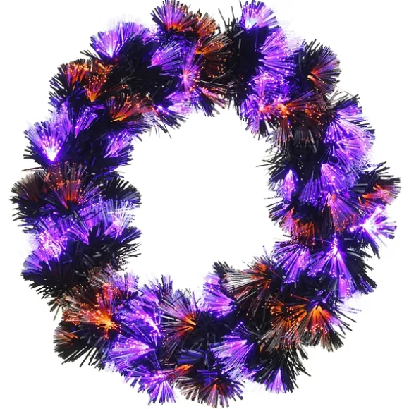 Kirkland's Home Wreaths-Pre-Lit Purple Fiber Optics Halloween Wreaths
