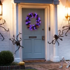 Kirkland's Home Wreaths-Pre-Lit Purple Fiber Optics Halloween Wreaths