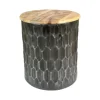 Kirkland's Home Accent & End Tables-Pressed Metal Drum Storage Accent Table