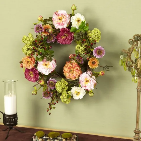 Kirkland's Home Wreaths-Pretty Peony Garden Mix Wreath