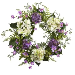 Kirkland's Home Wreaths-Purple And White Hydrangea Wreath