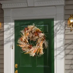 Kirkland's Home Wreaths-Raffia Corn Husk Maple Harvest Wreath