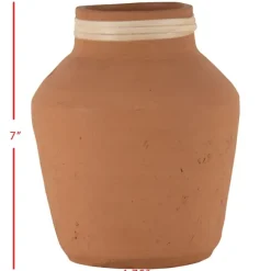 Kirkland's Home Vases-Rattan Rim Hand-Thrown Terracotta Vase