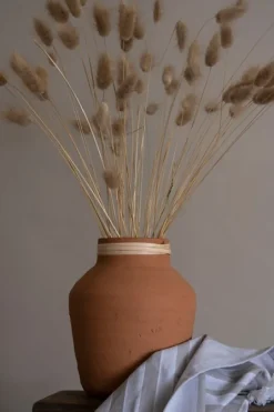 Kirkland's Home Vases-Rattan Rim Hand-Thrown Terracotta Vase