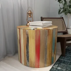 Kirkland's Home Accent & End Tables-Reclaimed Wood Round Accent Table