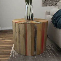 Kirkland's Home Accent & End Tables-Reclaimed Wood Round Accent Table