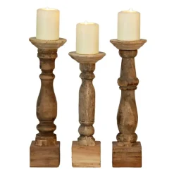 Kirkland's Home Candle Holders-Reclaimed Wooden Banister Candle Holders, Set Of 3