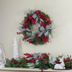 Kirkland's Home Wreaths-Red And Black Bow Wreath