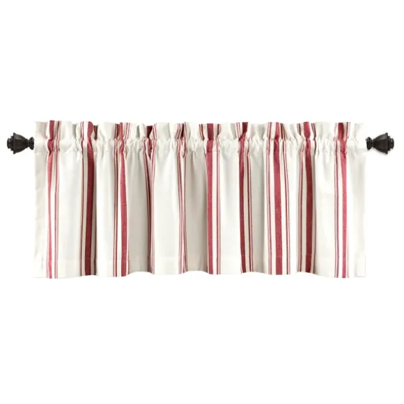 Kirkland's Home Curtains & Drapes-Red And White Farmhouse Stripe Valance
