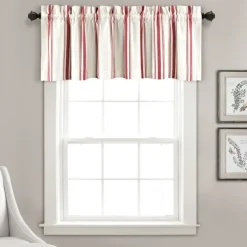 Kirkland's Home Curtains & Drapes-Red And White Farmhouse Stripe Valance