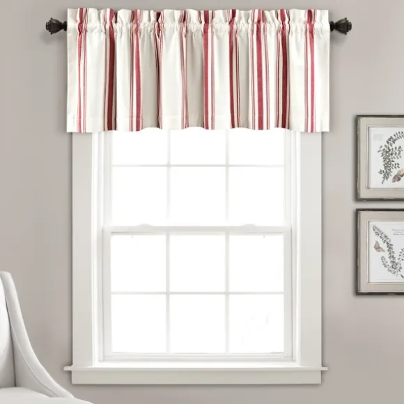 Kirkland's Home Curtains & Drapes-Red And White Farmhouse Stripe Valance