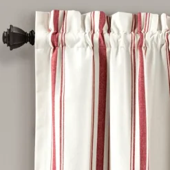 Kirkland's Home Curtains & Drapes-Red And White Farmhouse Stripe Valance