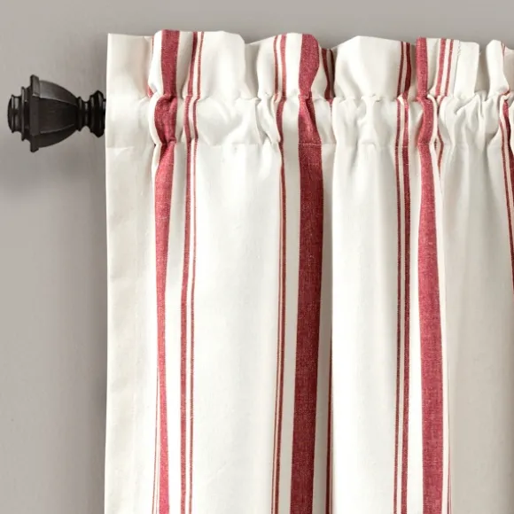 Kirkland's Home Curtains & Drapes-Red And White Farmhouse Stripe Valance