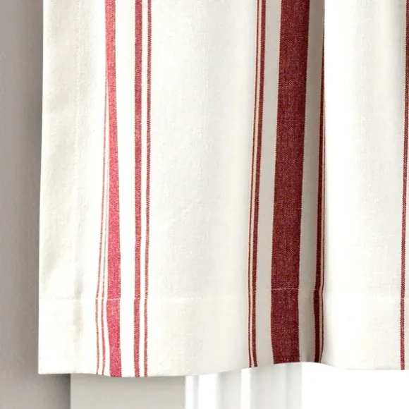 Kirkland's Home Curtains & Drapes-Red And White Farmhouse Stripe Valance